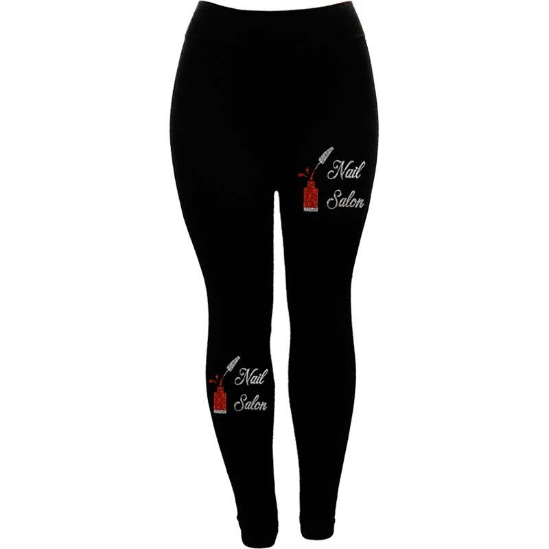 HotFix Rhinestones NailSalon Ladies Leggings – Bulltees + Shiny